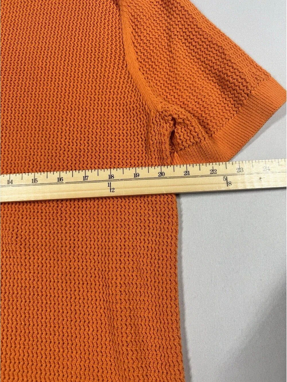 Banana Republic Sweater Mens Large Orange Short Sleeve Collared Cotton Pullover